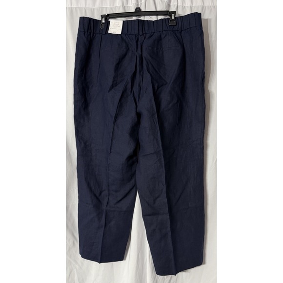 NWT Talbots Bristol Cropped Womens Navy Blue Linen Straight Stretch Pants 16W - Picture 8 of 10